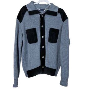 VTG 70’s Damon Made in Italy Rockabilly Cardigan Leather Accents Sz Large